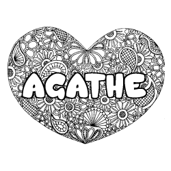 Coloriage AGATHE - d&eacute;cor Mandala coeur