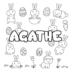 Coloriage AGATHE - d&eacute;cor Paques
