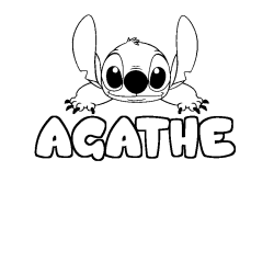 Coloriage prénom AGATHE - décor Stitch