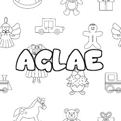 Coloriage prénom AGLAE - décor Jouets