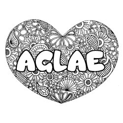 Coloriage pr&eacute;nom AGLAE - d&eacute;cor Mandala coeur