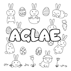 Coloriage pr&eacute;nom AGLAE - d&eacute;cor Paques