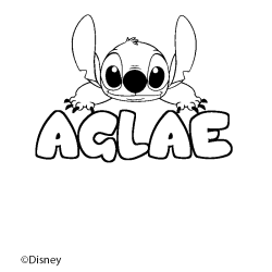 Coloriage pr&eacute;nom AGLAE - d&eacute;cor Stitch