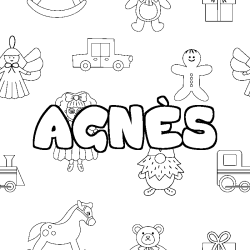 Coloriage pr&eacute;nom AGN&Egrave;S - d&eacute;cor Jouets