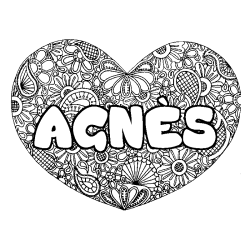 Coloriage pr&eacute;nom AGN&Egrave;S - d&eacute;cor Mandala coeur
