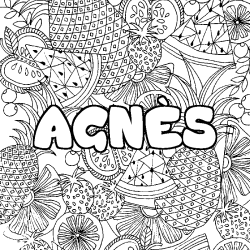 Coloriage pr&eacute;nom AGN&Egrave;S - d&eacute;cor Mandala fruits