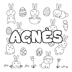 Coloriage pr&eacute;nom AGN&Egrave;S - d&eacute;cor Paques