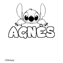 Coloriage pr&eacute;nom AGN&Egrave;S - d&eacute;cor Stitch