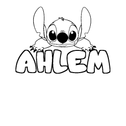 Coloriage prénom AHLEM - décor Stitch