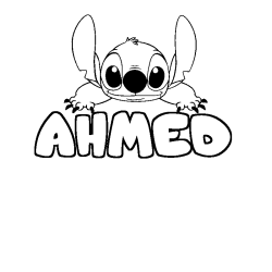 Coloriage prénom AHMED - décor Stitch