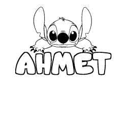 Coloriage prénom AHMET - décor Stitch