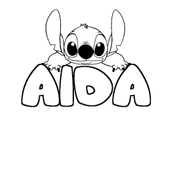 Coloriage prénom AIDA - décor Stitch