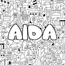 Coloriage AIDA - d&eacute;cor Ville