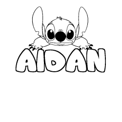 Coloriage prénom AIDAN - décor Stitch