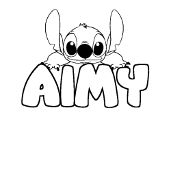 Coloriage prénom AIMY - décor Stitch