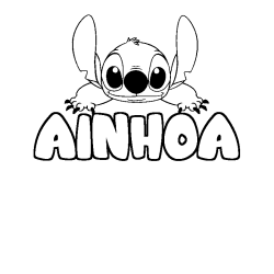 Coloriage prénom AINHOA - décor Stitch