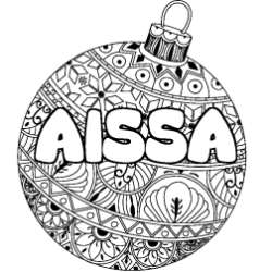 Coloriage prénom AISSA - décor Boule de Noël
