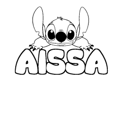 Coloriage prénom AISSA - décor Stitch