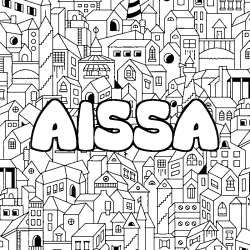 Coloriage prénom AISSA - décor Ville