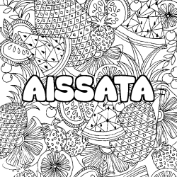 Coloriage pr&eacute;nom AISSATA - d&eacute;cor Mandala fruits