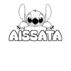 Coloriage prénom AISSATA - décor Stitch