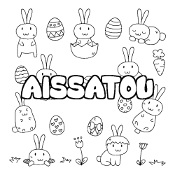 Coloriage pr&eacute;nom AISSATOU - d&eacute;cor Paques