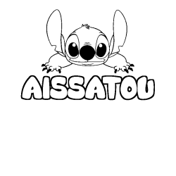 Coloriage prénom AISSATOU - décor Stitch