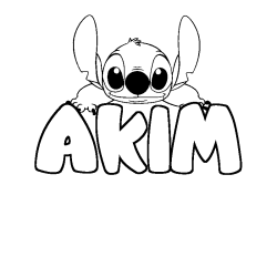 Coloriage prénom AKIM - décor Stitch