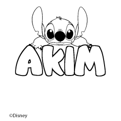Coloriage pr&eacute;nom AKIM - d&eacute;cor Stitch