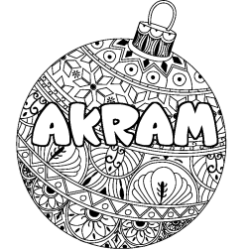 Coloriage prénom AKRAM - décor Boule de Noël