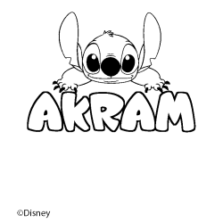 Coloriage pr&eacute;nom AKRAM - d&eacute;cor Stitch