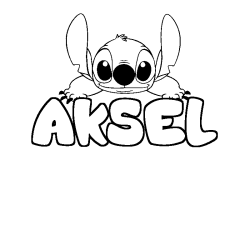 Coloriage prénom AKSEL - décor Stitch