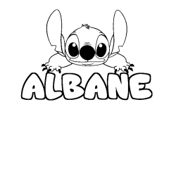Coloriage prénom ALBANE - décor Stitch