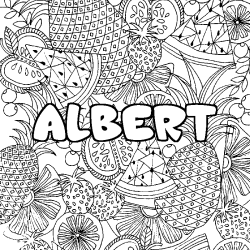 Coloriage prénom ALBERT - décor Mandala fruits