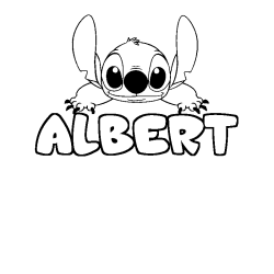 Coloriage prénom ALBERT - décor Stitch