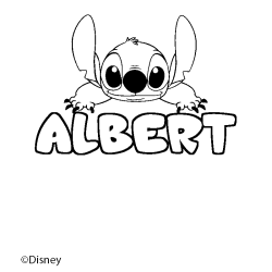 Coloriage pr&eacute;nom ALBERT - d&eacute;cor Stitch