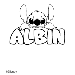 Coloriage pr&eacute;nom ALBIN - d&eacute;cor Stitch