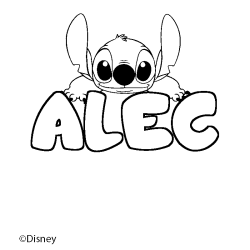 Coloriage pr&eacute;nom ALEC - d&eacute;cor Stitch
