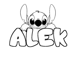 Coloriage prénom ALEK - décor Stitch