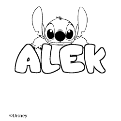 Coloriage pr&eacute;nom ALEK - d&eacute;cor Stitch