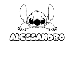 Coloriage prénom ALESSANDRO - décor Stitch