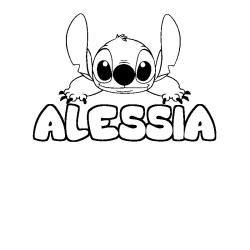 Coloriage prénom ALESSIA - décor Stitch