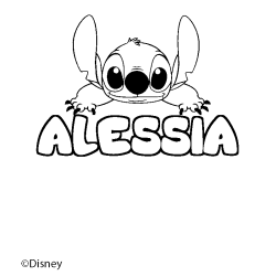 Coloriage pr&eacute;nom ALESSIA - d&eacute;cor Stitch