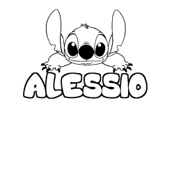 Coloriage prénom ALESSIO - décor Stitch