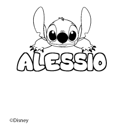 Coloriage pr&eacute;nom ALESSIO - d&eacute;cor Stitch