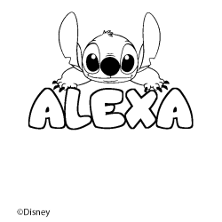 Coloriage pr&eacute;nom ALEXA - d&eacute;cor Stitch