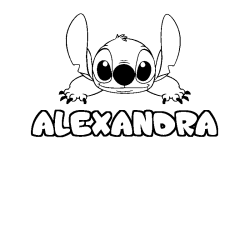 Coloriage prénom ALEXANDRA - décor Stitch