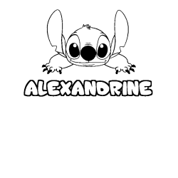 Coloriage prénom ALEXANDRINE - décor Stitch