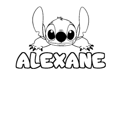 Coloriage prénom ALEXANE - décor Stitch
