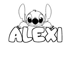 Coloriage prénom ALEXI - décor Stitch